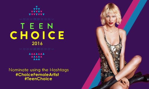 TeenChoiceData's tweet photo. RT if Taylor Swift is getting your votes to be nominated for #ChoiceFemaleArtist at #TeenChoice! 🔥👸🏼 https://t.co/oa765XrG4R