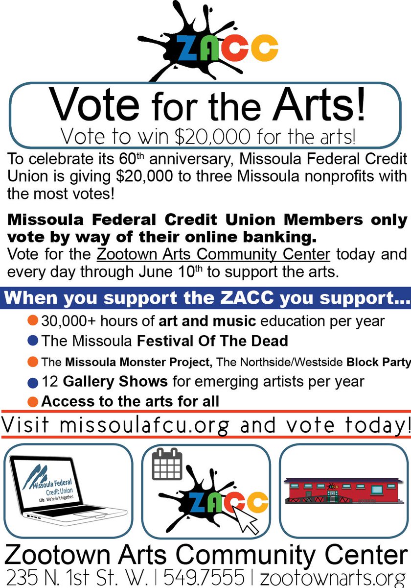 MFCU members: Vote for the <a href="/the_ZACC/">ZACC</a> through June 10th (vote once a day!) to support the arts! @MFCU #MFCUgiveback