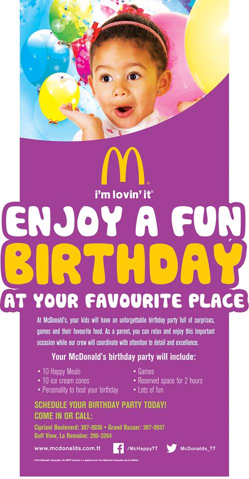 McDonalds_TT's tweet photo. The most talked about birthday party for kids. #FunIncluded #McDonalds #ImLovinIt https://t.co/m80134dxvD