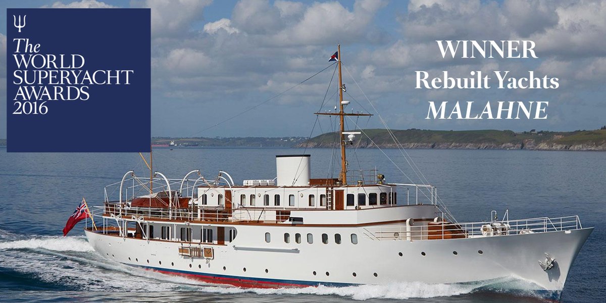 Originally built in 1937, 50.3 metre Malahne wins the Rebuilt Yachts Award, sponsored by @BagliettoYachts. #WSAwards