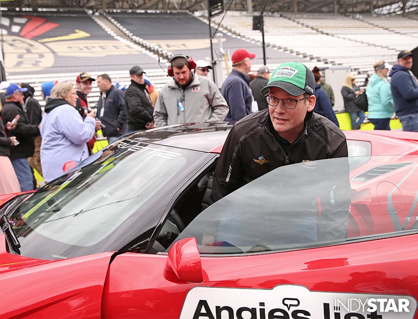 Author @johngreen gets into the pace car before today's @AngiesList #GPofIndy at @IMS @indystar