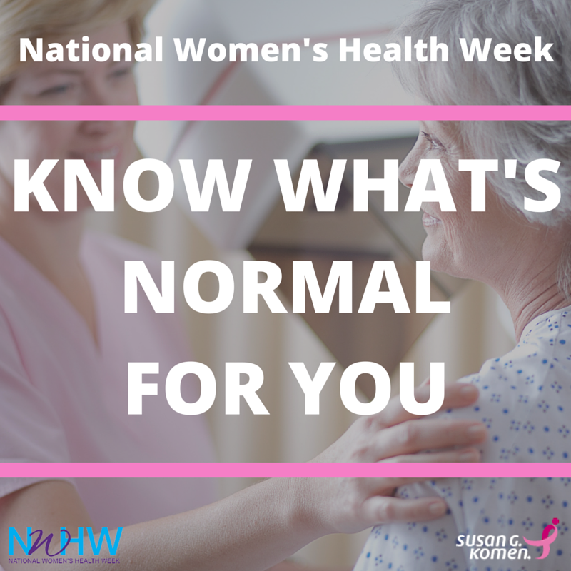 SusanGKomen's tweet photo. Know what’s normal for u. Learn ab warning signs of BC that should be reported to a dr https://t.co/0VkmSHMIKG #NWHW https://t.co/gTqts6NsHK