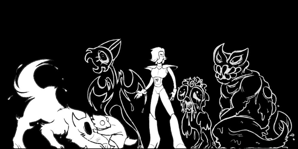 I blended the Amalgamates into the background in the final version, but here's the inks. :>