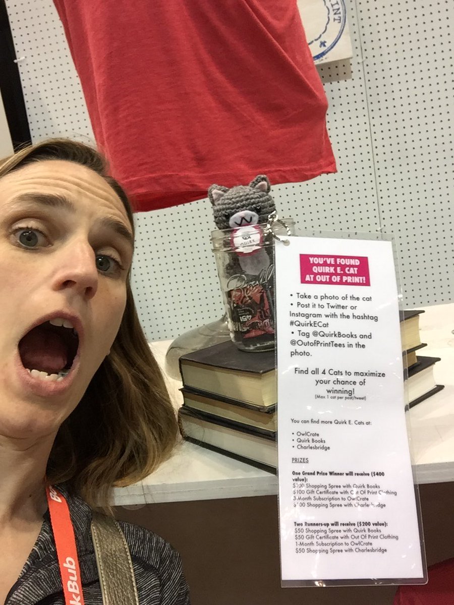 micgreen's tweet photo. @OutofPrintTees has got to be one of the best clothes stores. #QuirkECat agrees!! #TheBookCon https://t.co/mGNCDRcd17