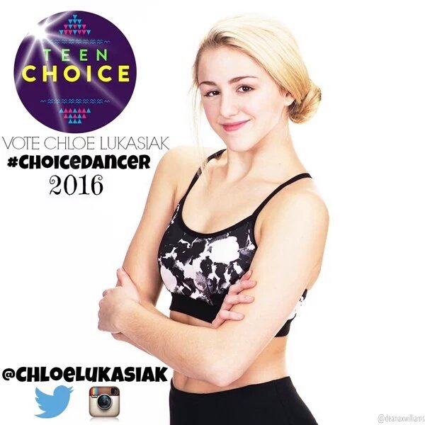ItsNicoleox's tweet photo. My #TeenChoice nominee for #ChoiceDancer is @ChloeLukasiak https://t.co/yAFP9OQPAj