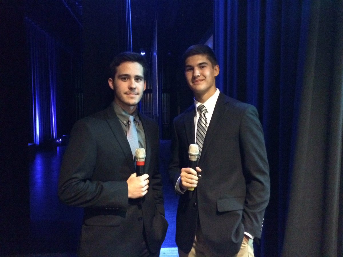 XHStudentSenate's tweet photo. Our emcees are ready for #XHSGalaxy2016, are you? T-minus 5 minutes 'til show time https://t.co/yvCDUl4UeS