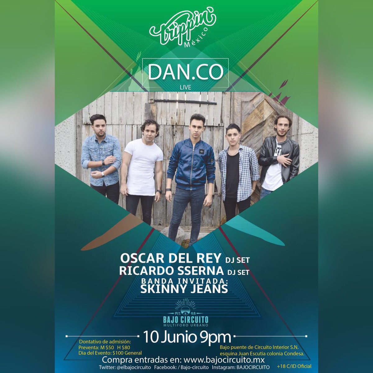 skinnyjeansmx's tweet photo. Este 10 de Junio estaremos como banda invitada de @dancooficial en Bajo Circuito/DF😱🎉🎸Ahí nos vemos!Info de boletos👇 https://t.co/GTtYhxyrwJ