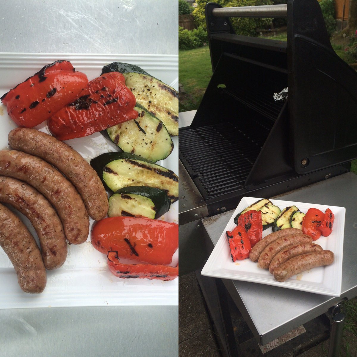 sassyanna's tweet photo. @MeatcraftPM dinner tonight featuring pork sausages #yellowdogsmokedporter #apricotginger #buylocal #bbq https://t.co/gHIMtRP3BX