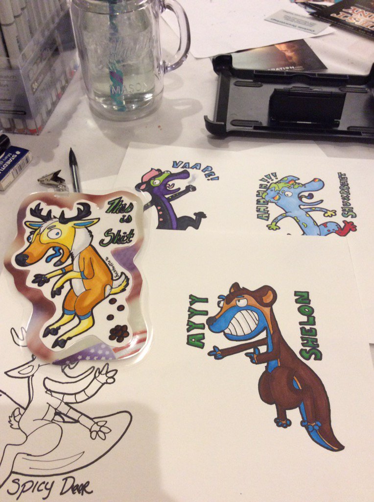 FreshwaterCacti's tweet photo. Doodling badge art. Laminated and shipped after con. $10 laminated and shipped. Pm or telegram. #blfc2016 #deerbro https://t.co/IpfjtC133I