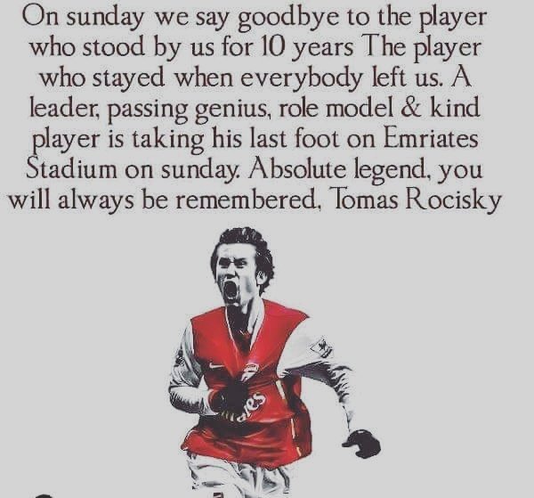 Danielfloyd1981's tweet photo. This sums Tomas Rosicky up perfectly. Legend. #AFC #GoonerFamily #TR7 https://t.co/4nScODE7OY