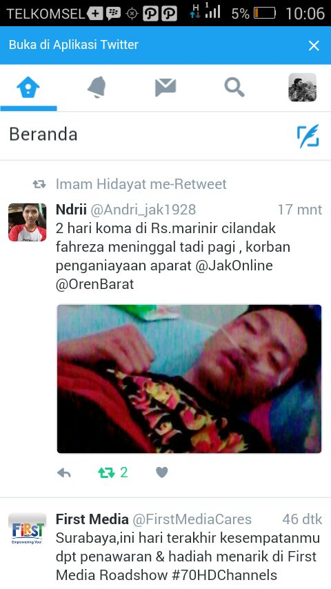 Kami bantu koordinasi kami dibantai <a href="/fahiraidris/">Fahira Idris DPD RI</a> #UsutTuntas
#StopKekerasanTerhadapSuporter