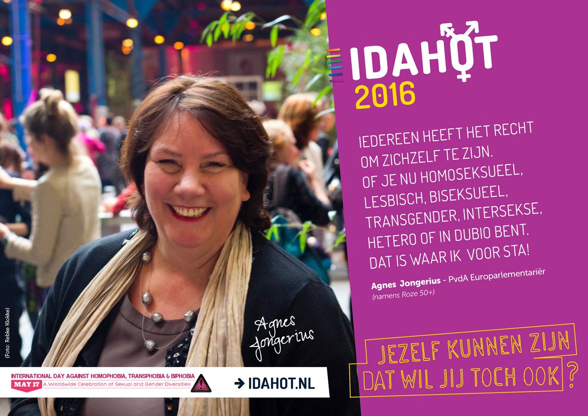 ANBOpers's tweet photo. Nog 2 dagen tot IDAHOT 2016! Roze 50+ ambassadeur @a_jongerius Jezelf kunnen zijn, dat wil jij toch óók? #jezelfie https://t.co/IFs70PiHIk