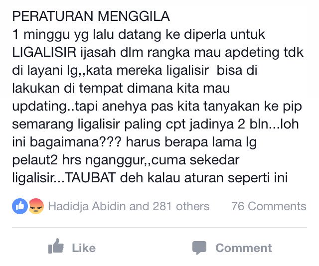 Siapa yg bermain Uang Kotor di deperla?
Bln kmrn urus 1hari slesai.
@IgnasiusJonan <a href="/jokowi/">Joko Widodo</a> @Kemenkumham_RI <a href="/PIP_Smg/">PIP Semarang</a>