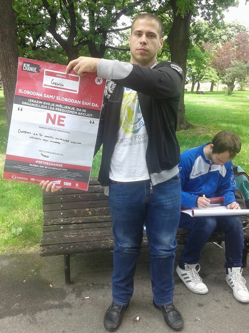 CHRDSorg's tweet photo. Fear from consequences- Čovek #Belgrade #CivicSpace #CHRDS @CIVICUSalliance https://t.co/h2qYzIT4Db