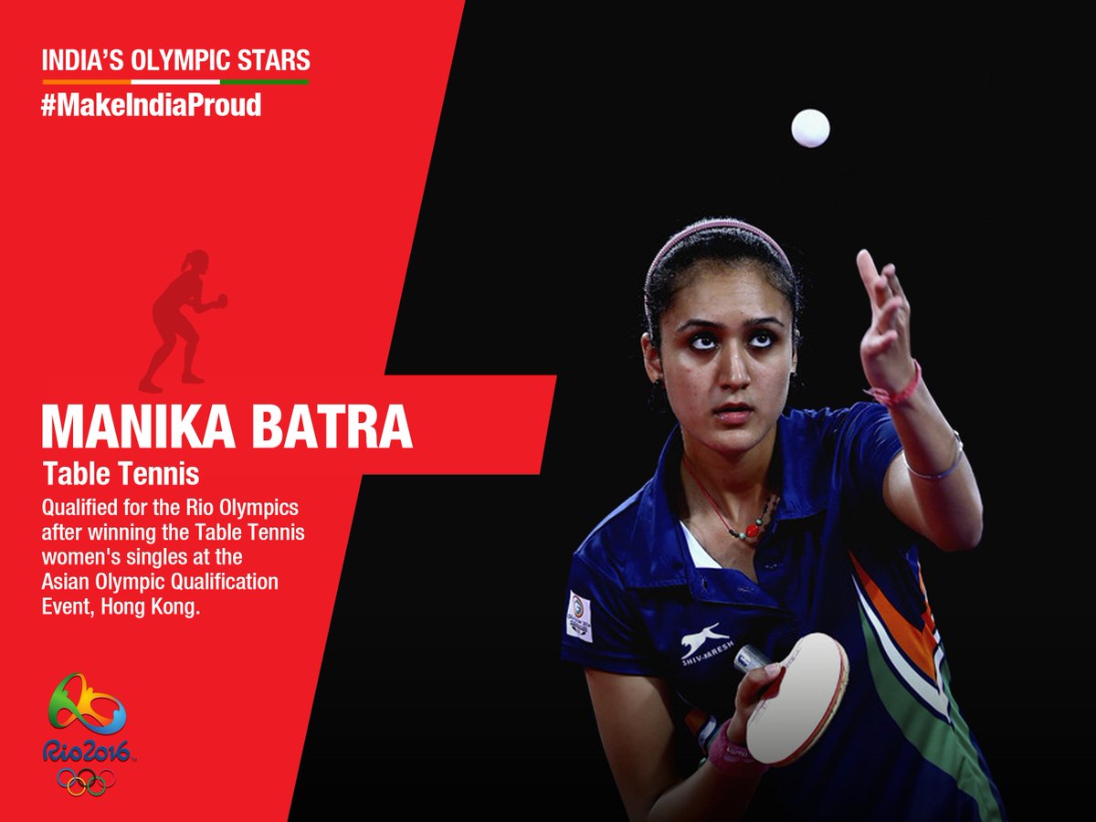 Let's cheer for Manika Batra #RioOlympics2016 #MakeIndiaProud