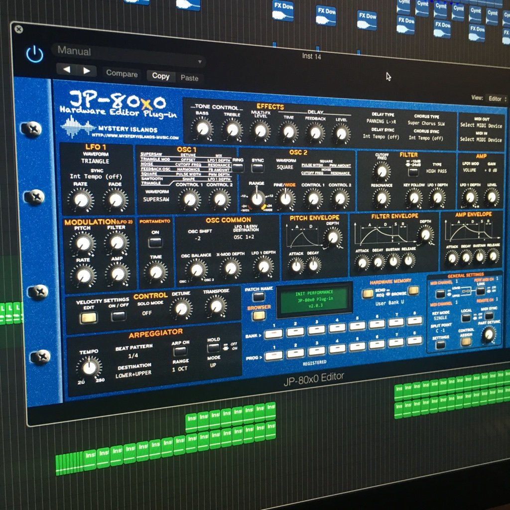 MikePush's tweet image. Since I digged up a lot of my hardware gear this bad boy came in handy for my JP8080! Thx @MysteryIslands!