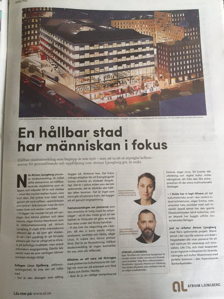 En hållbar stad har människan i fokus #stadsutveckling i dagens DN. Moderna staden