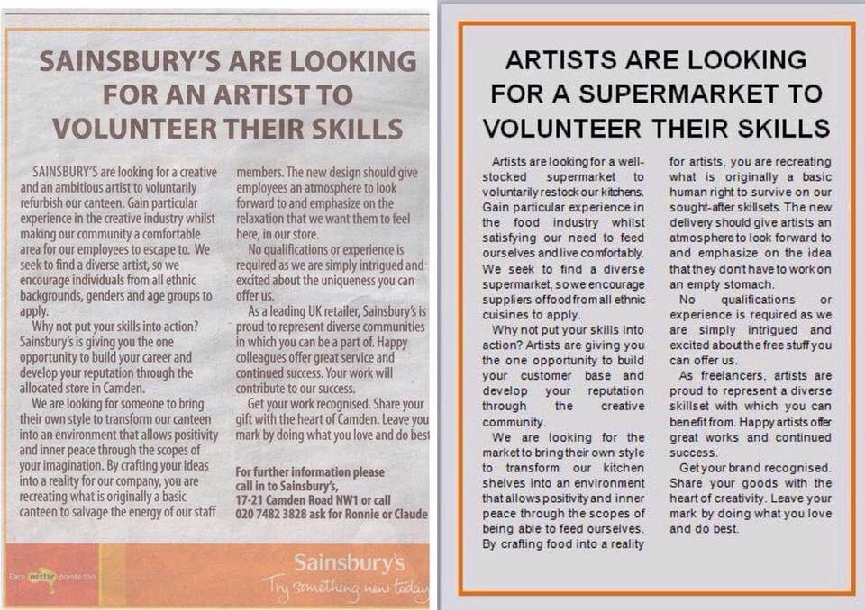 TeriAnneScoble's tweet photo. Brilliant response to @sainsburys advert for #artists https://t.co/t9xOzqbkro