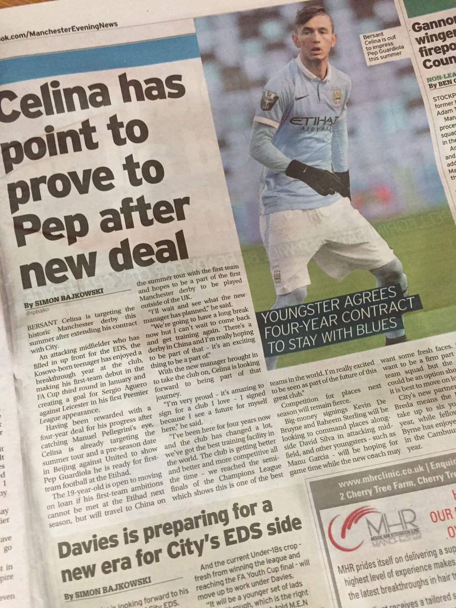 KasperWikestad's tweet photo. Helside på @BersantCelina i dagens Manchester Evening News. Moro. Man City har trua. Blir spennende å følge #2pl https://t.co/gOVFpULwof