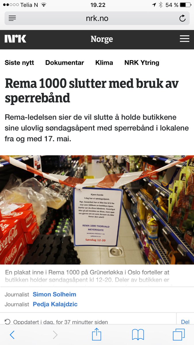 oddegutt's tweet photo. Det var da enda bra! Da får vi blåse i den underlige argumentasjonen  for hvorfor Rema vil holde stengt på søndager! https://t.co/bHdMPrCcUc