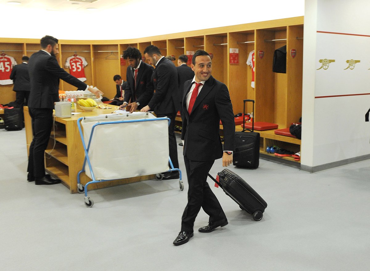 Arsenal's tweet photo. It's a first @Arsenal appearance of 2016 for @19SCazorla. How does it feel to see him back? #AFCvAVFC https://t.co/NpOggLY5iM