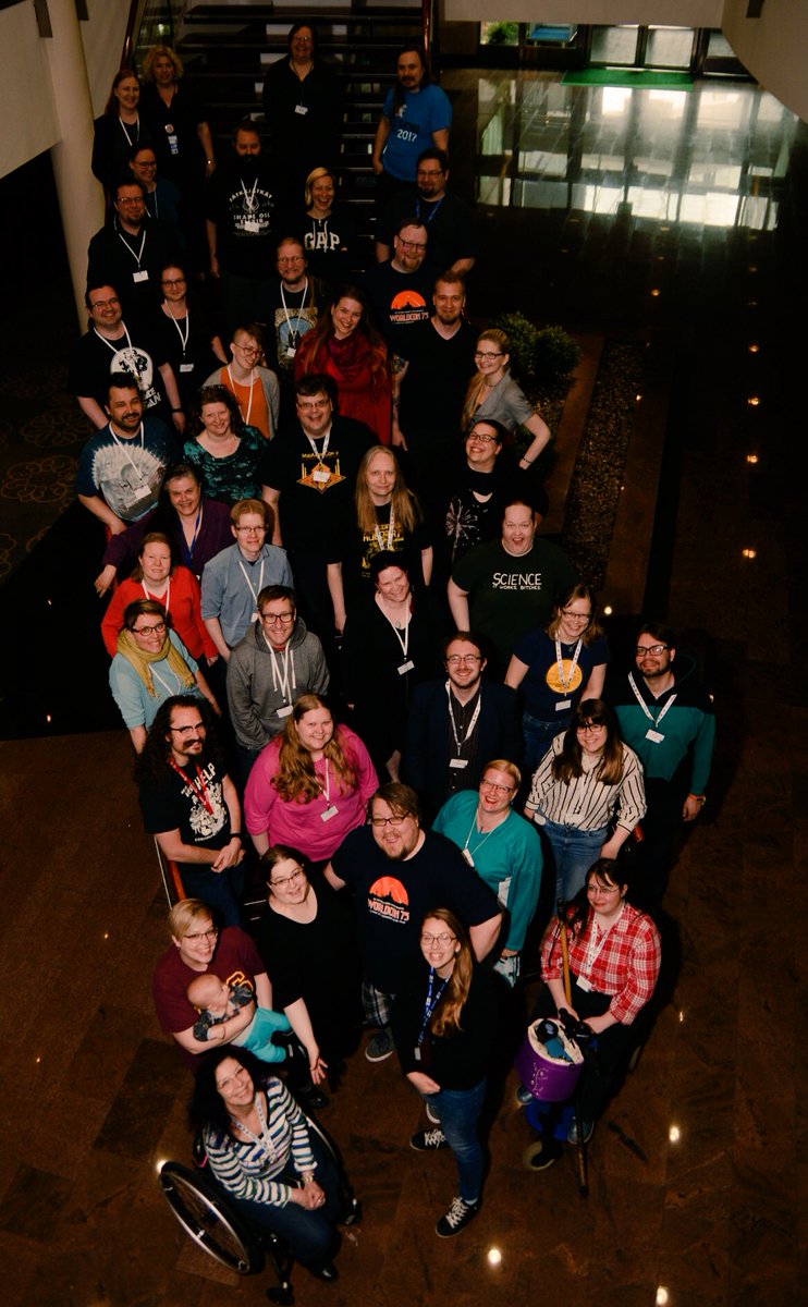 crystalvisits's tweet photo. Hey, look at us, at the end of a great set of sessions! #Worldcon75 staff weekend was a success! https://t.co/Y43t5MmLQa