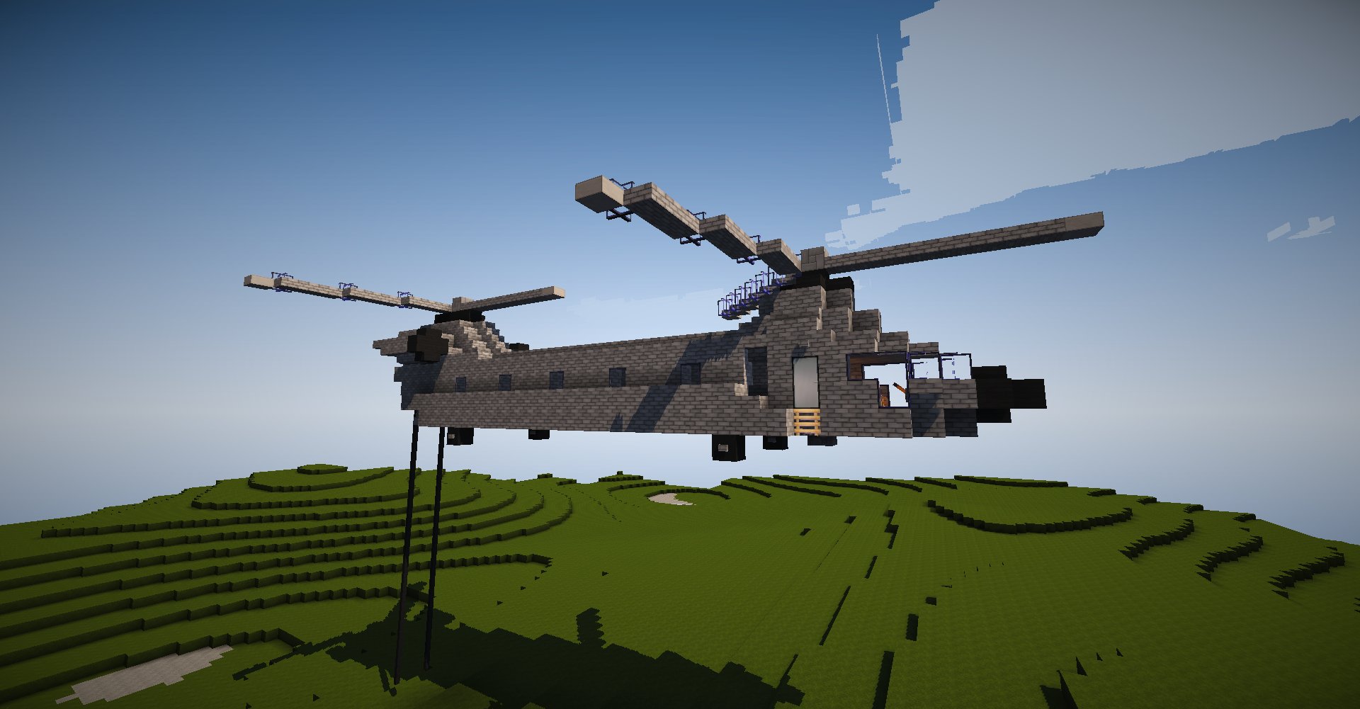 ライノセラス 自称 マルチロールクラフター マイクラ軍事部版真剣創作60分1本勝負 チヌークを参考に作った大型輸送ヘリコプターです T Co Kdxqzjotha Twitter