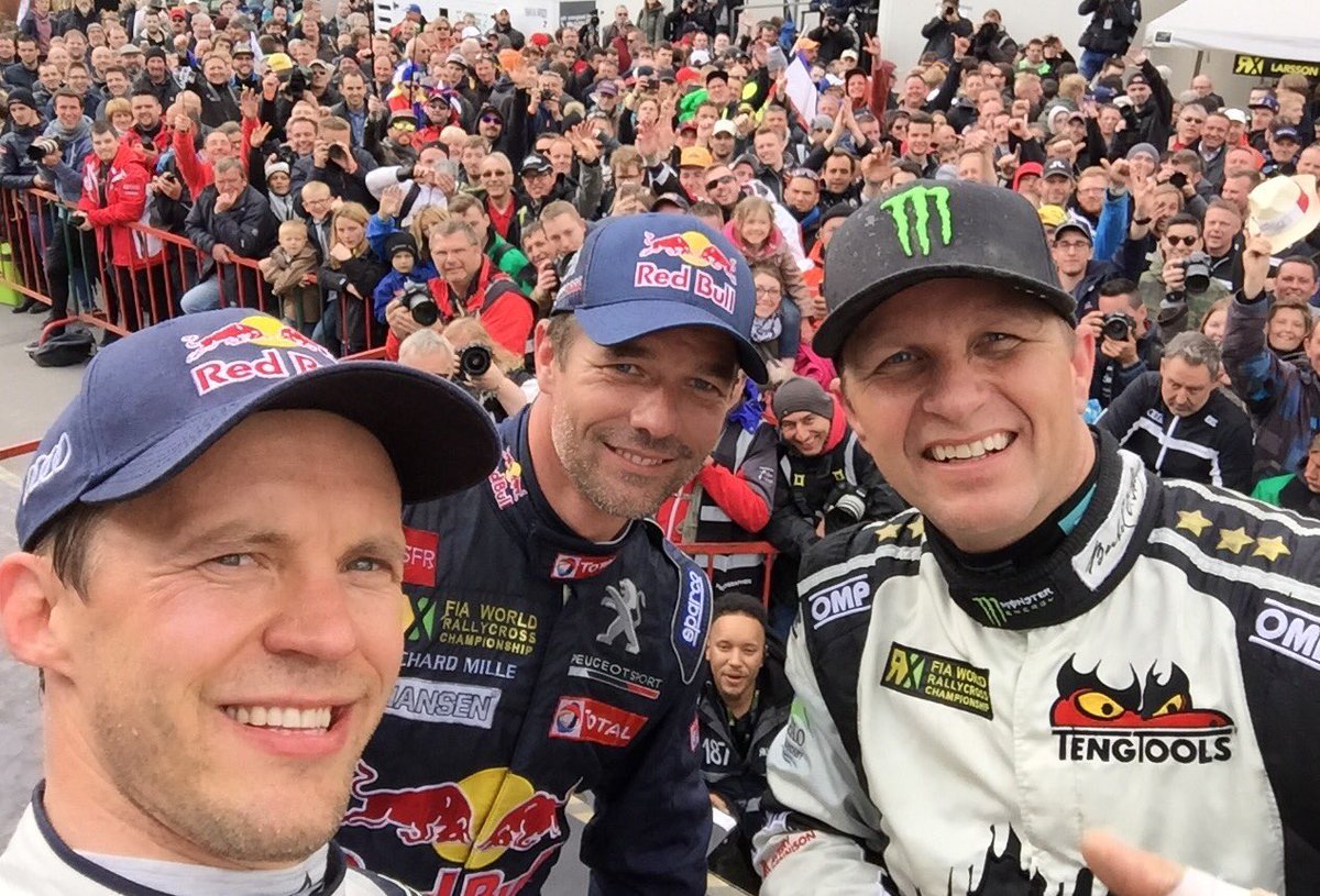 It's an #RXselfie for your #MettetRX podium finishers! #WorldRX

<a href="/mattiasekstroem/">Mattias Ekström</a> <a href="/SebastienLoeb/">Sébastien Loeb</a> <a href="/Petter_Solberg/">Petter Solberg</a>