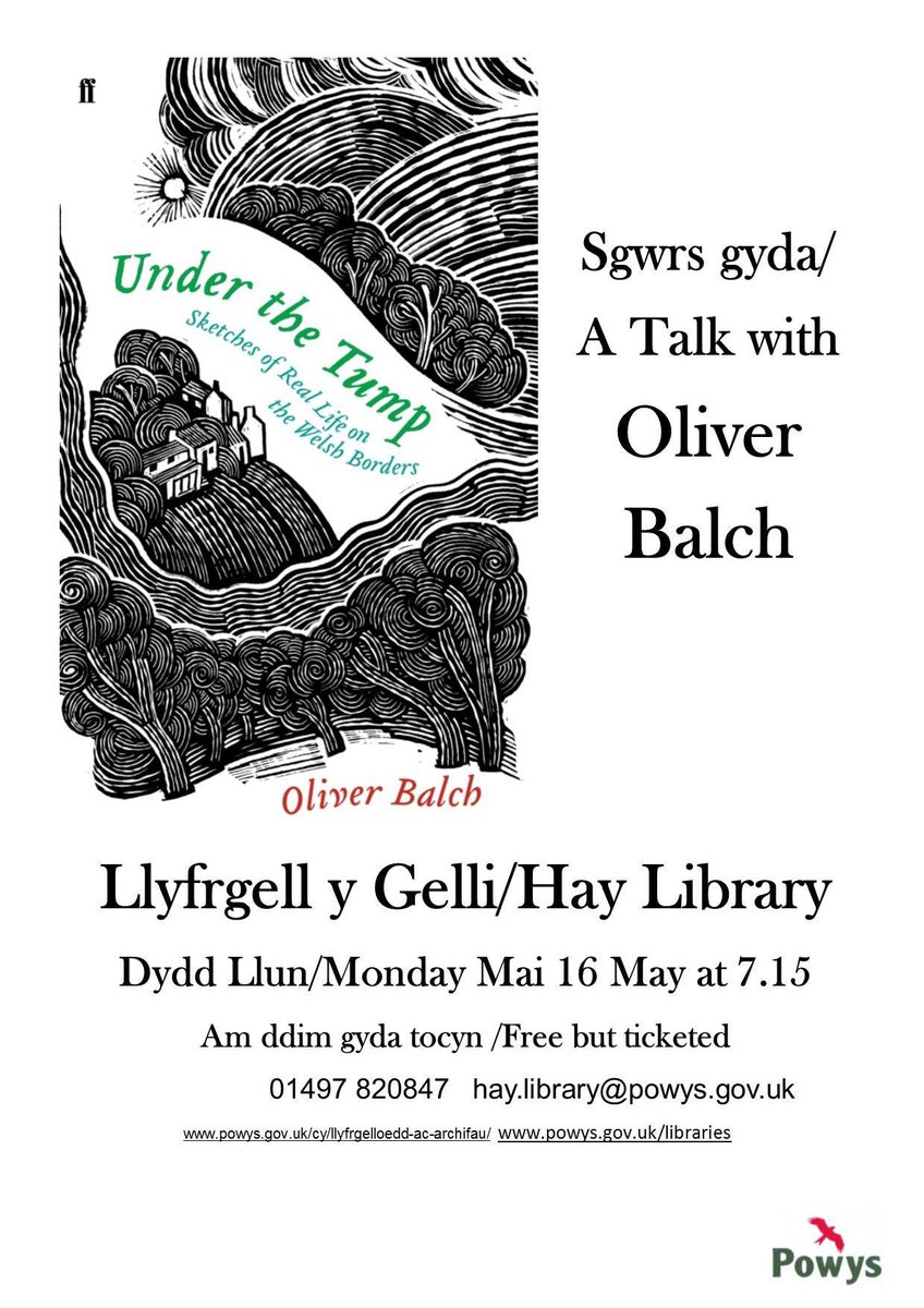 dobleMdesign's tweet photo. Free event in #hayonwye @PowysLibraries Mon 16th 7.15pm w/ @OLIVERBALCH. 10% of event book sales support #haylibrary https://t.co/DLgtz3QvJU