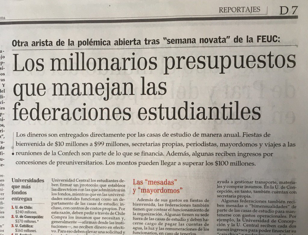 pacla's tweet photo. Así es que parte de los impuestos va a parar a fiestas de $97millones #CrecerUC #FEUCgate
Y otra más grande a FECH. https://t.co/yXvL5lOTu1