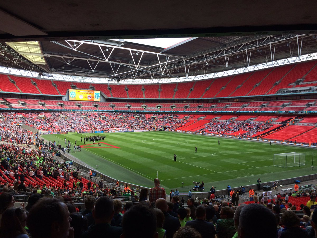 tizza81's tweet photo. Our view at @wembleystadium today! Come on @FGRFC_Official 

Good luck @coach_carts 
#playofffinal https://t.co/FqohXxklyL