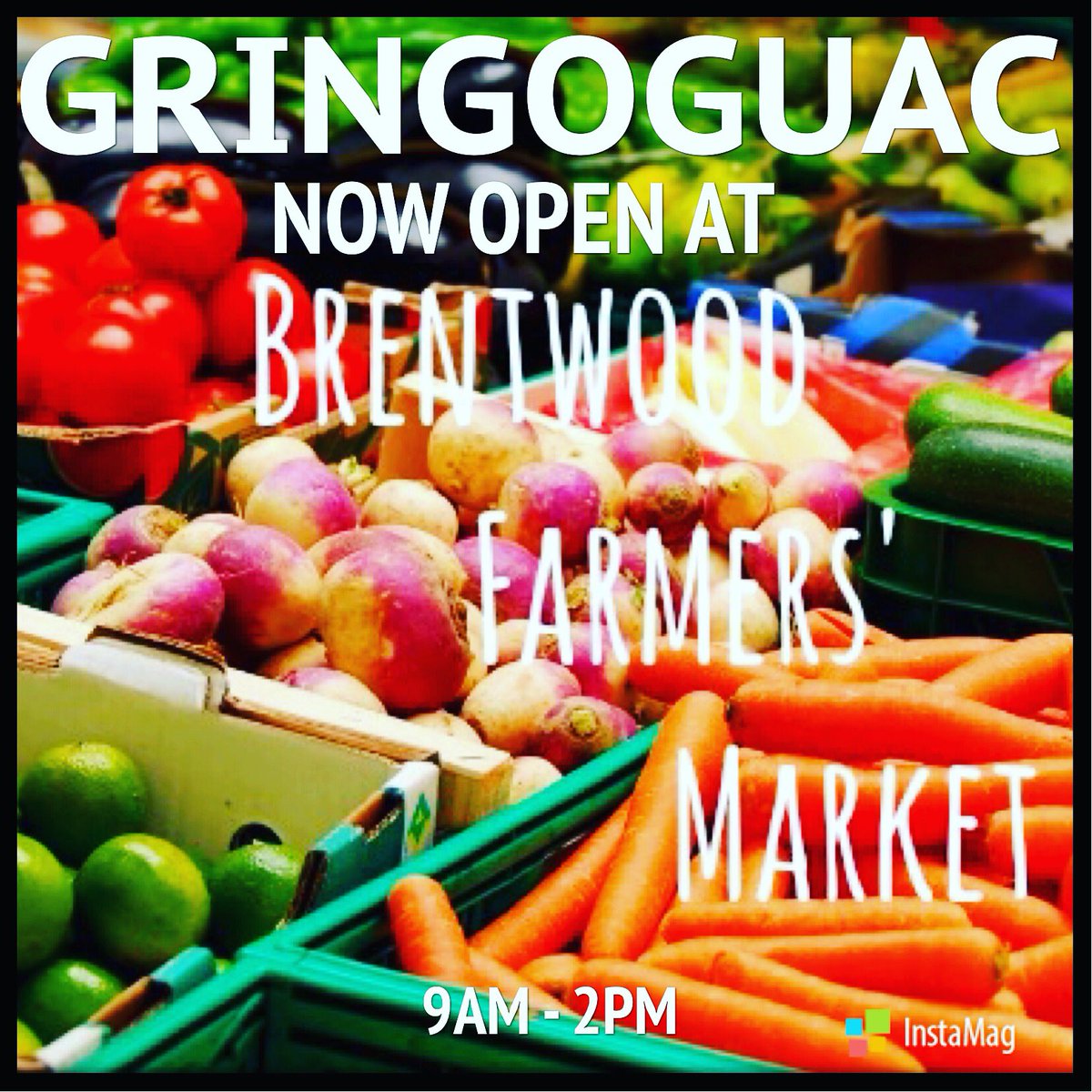 GringoGuac's tweet photo. Back in our old stomping grounds! Officially OPEN at Brentwood Farmers Market! Come and get your Guac Westsiders! 💚 https://t.co/ffmeS7ZAtn
