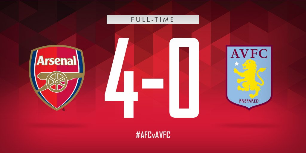 FULL-TIME: <a href="/Arsenal/">Arsenal</a> 4-0 Aston Villa - the Gunners finish the <a href="/premierleague/">Premier League</a> season in second position #AFCvAVFC