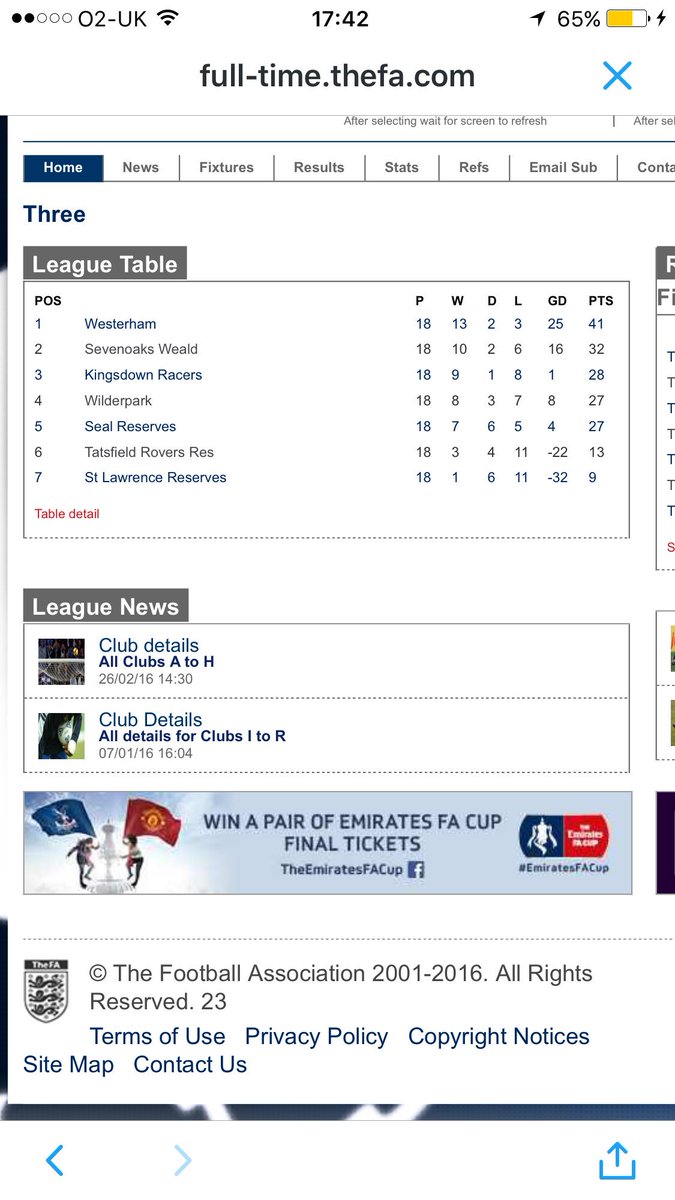 Final division 3 standings