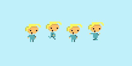 dodohex's tweet image. working on sprites today! Lil' dude, runnin' in a onesie. #BABYMANCERS #pixelart