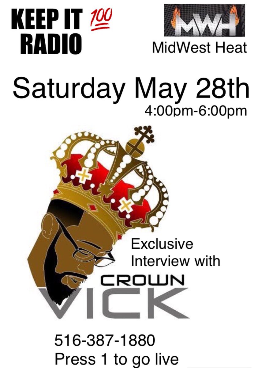 SHAWONMOORE's tweet photo. MAY 28TH ON KEEP IT 💯 LIVE INTERVIEW WITH CROWN VICK #GETINTUNE #PROMOLIFE #IAMSHAWONMOORE #MUSIC #CBOSENT #MIDWEST https://t.co/oIfXtEuU4Z