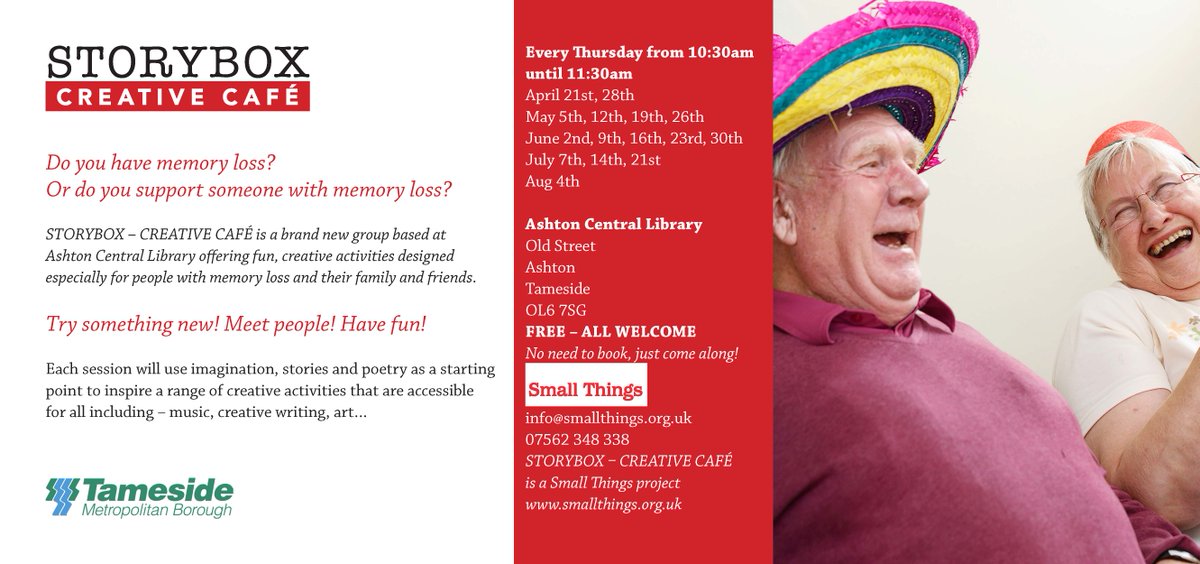 TamesideCouncil's tweet image. Do you have memory loss? Do you care for someone with memory loss? A group is offering fun and creative activities.
