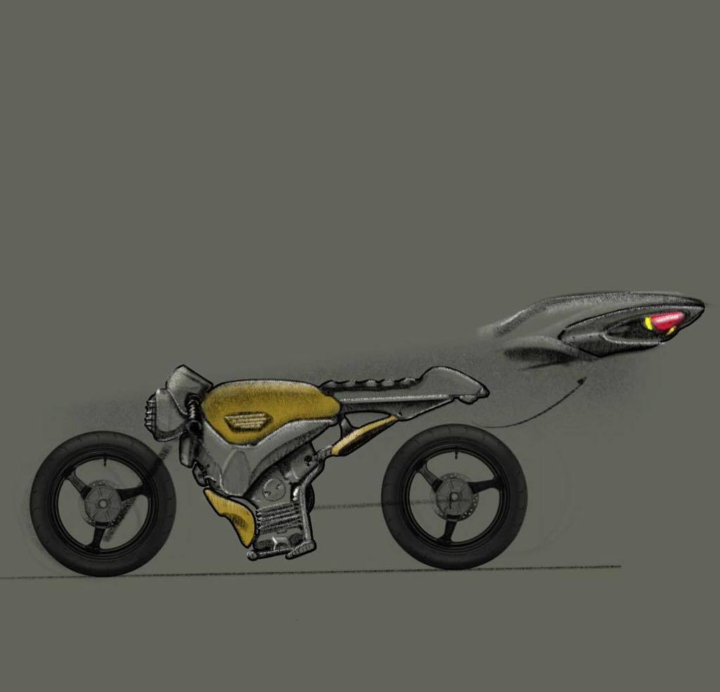 manifatto's tweet image. Doodling cafe concepts at a cafe. Meta? #Caferacer #sydmead #danielsimon #speedracer #conceptart #illustration #dra…