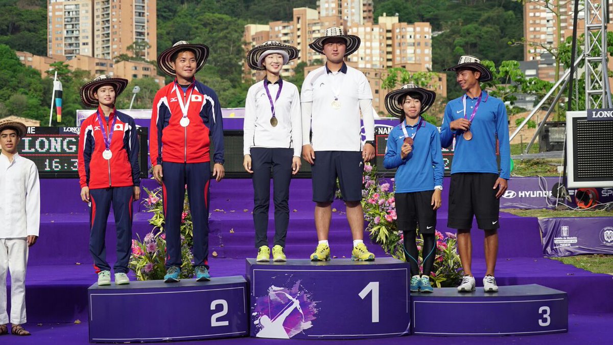 AWCMedellin's tweet photo. Recurve Mixed Team: 1 KOR, 2 JPN, 3 TPE #WCMedellin @worldarchery  @WorldCupArchery https://t.co/jskm7WUeO6