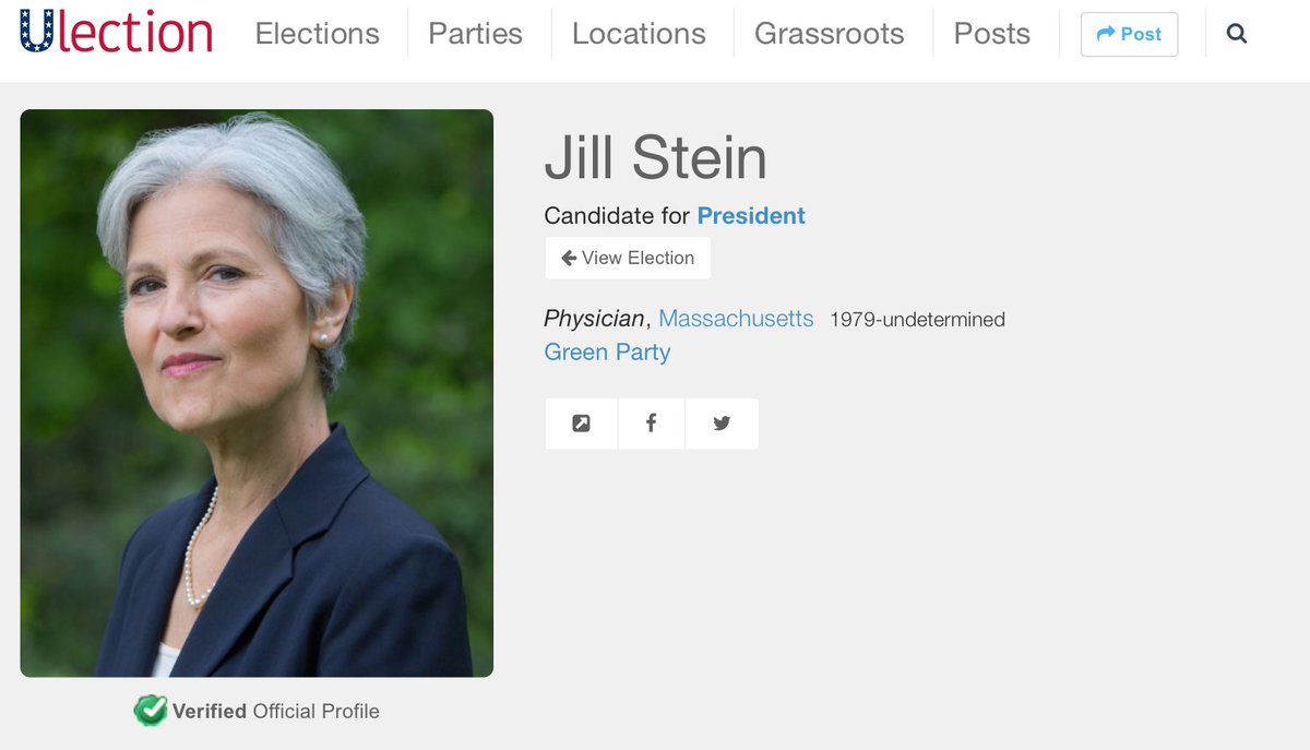DrJillStein's tweet photo. You can now follow Jill on @Ulection! https://t.co/LQeyTWN29r Thank you #Ulection for your fair & balanced platform! https://t.co/fxE1ZR86DY