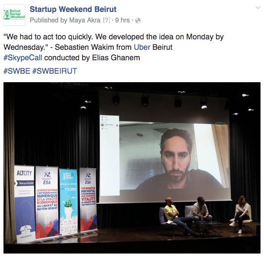 mayaacra's tweet photo. Again :)
Your Skype Call with @sebwak from @uber_beirut
@ghanem_elias @SWBEIRUT #SWBE #SWBEIRUT
open #facebook! https://t.co/3CAZeo9m0m
