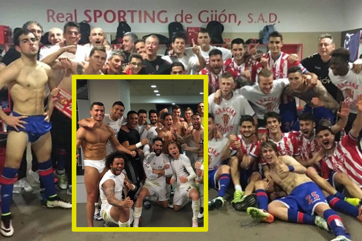 SportYou's tweet photo. Castro, del Sporting, emula la celebración de Cristiano Ronaldo en el Camp Nou https://t.co/MYXJR5Lhmj https://t.co/nnNJ54F0sn