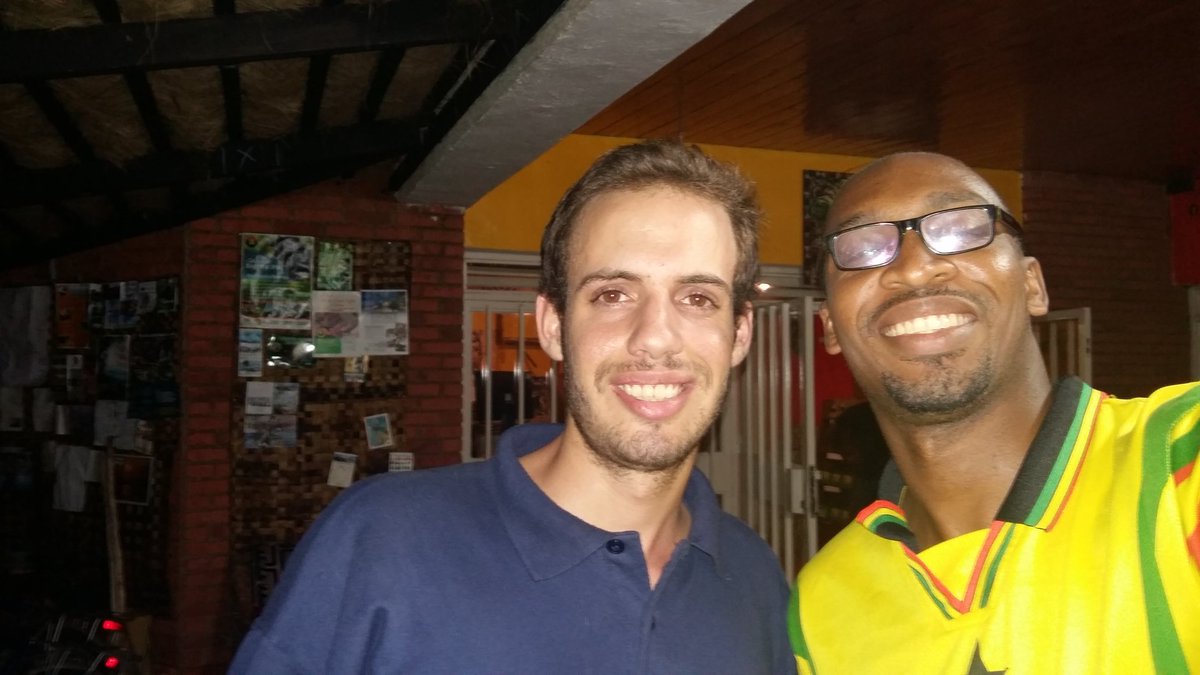 Abocco's tweet photo. With @ArchieHenry2 @ #DiscoverRwanda Hostel in #Kigali after #WEFAfrica2016. Met him on Twitter a couple years ago. https://t.co/VPmiYMdieM
