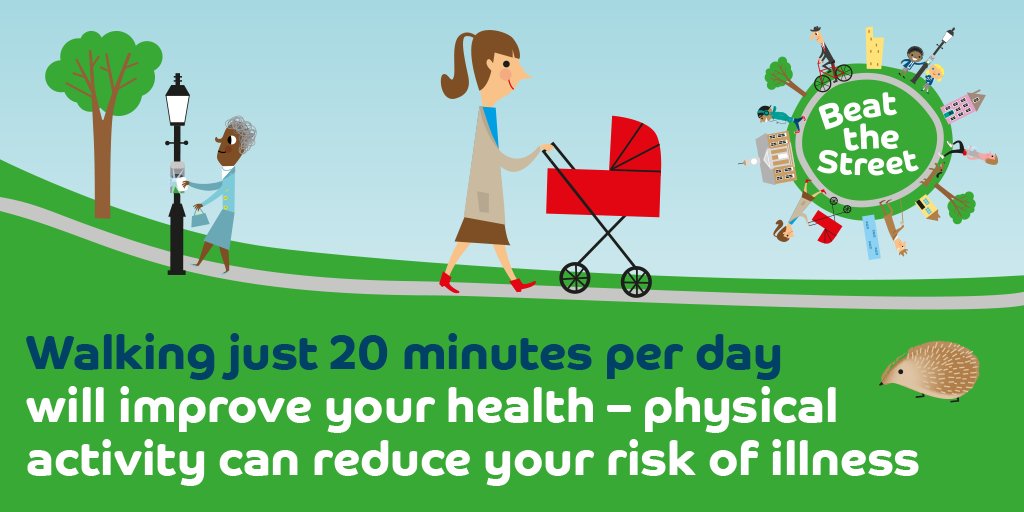 BeattheStreet1's tweet photo. Did you know? Walking just 20 minutes a day is a great way for you to improve your health! #beatthestreet https://t.co/AE1JDyEYA5