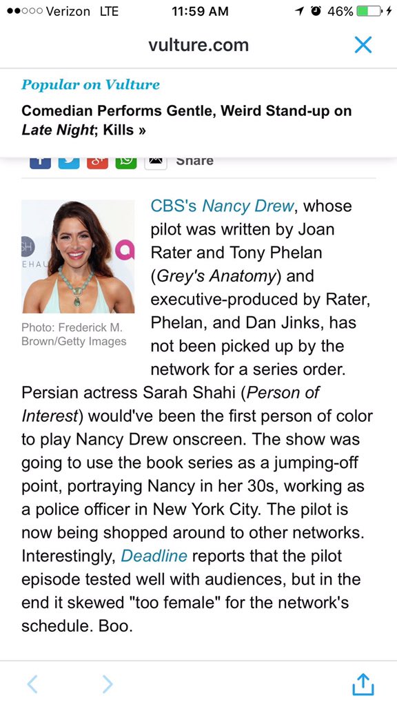 lets start with the most recent!! they pulled the plug on a nancy drew based tv show because it was "too female"