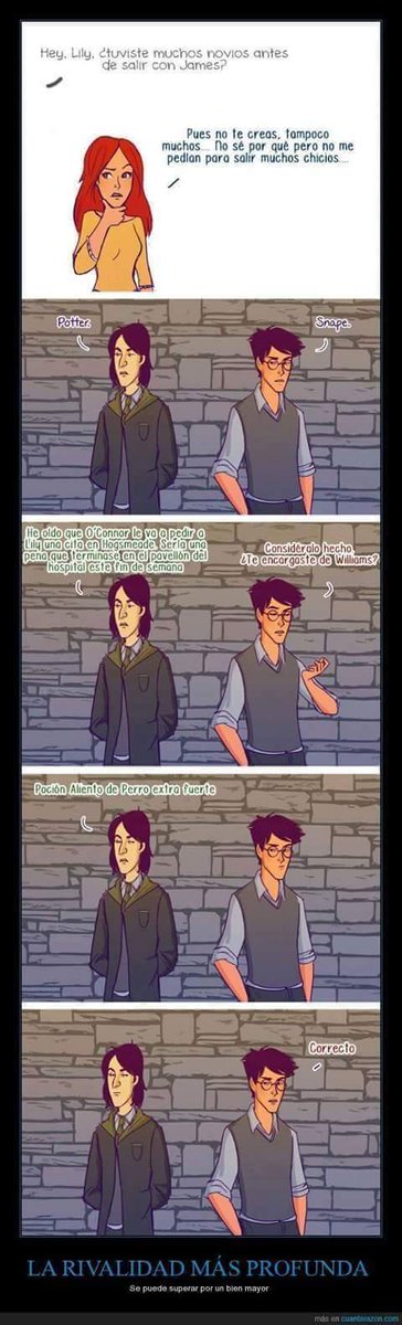 xBlackRebel's tweet photo. Atención a esta imagen porque nunca, JAMÁS, veréis a Potter y Snape tan unidos por algo. #Prongs #Snape #Snivellus https://t.co/YgBG1ExUmB