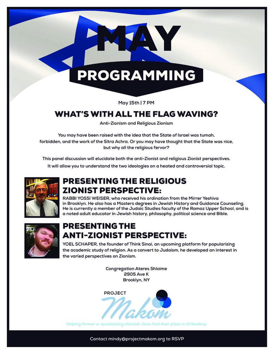 projectmakom's tweet photo. You Ha'Atzmaut is over but you can still learn about the different perspectives on Zionism tonight! https://t.co/tmrniRYSQu