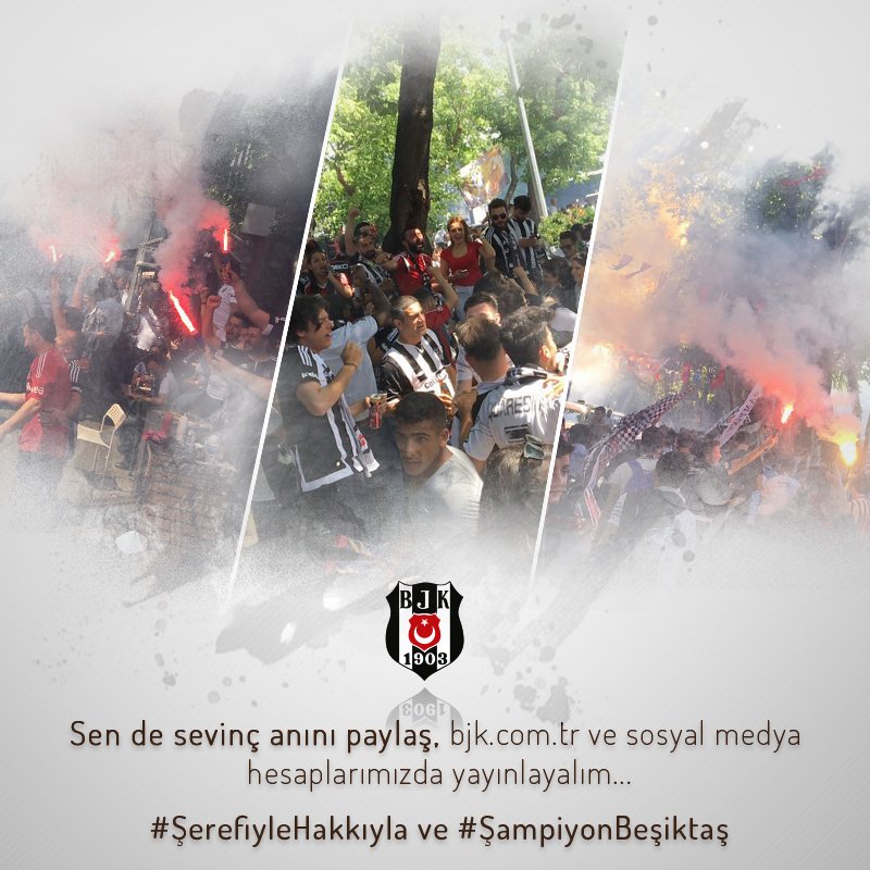 Besiktas's tweet photo. Şampiyonluk sevincinizin fotoğrafını #ŞerefiyleHakkıyla ve #ŞampiyonBeşiktaş hashtagleri ile siz de paylaşın! https://t.co/sVSLs8WypK