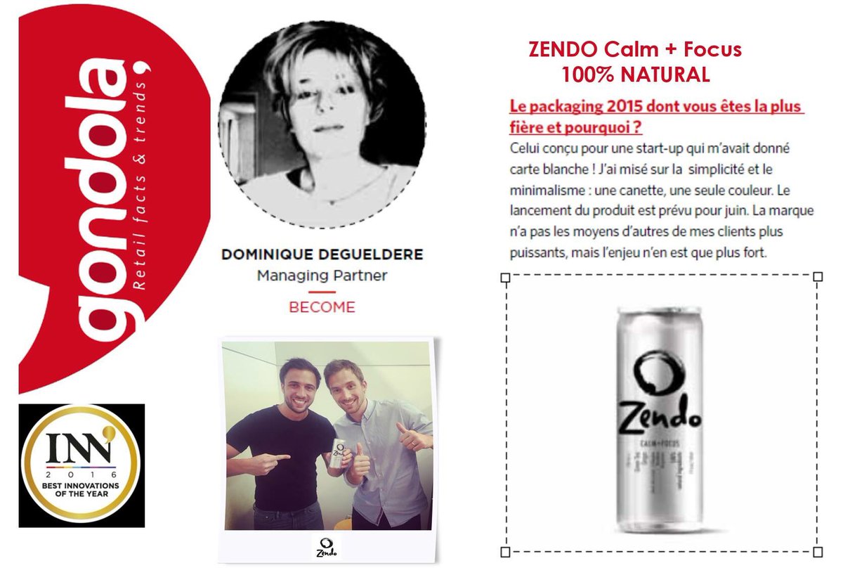 ZendoDrinks's tweet photo. Proud to be in the @gondolamagazine as one of the favorite creation of Dominique Degueldre! #doitzen #zendodrinks https://t.co/aotX395jFj