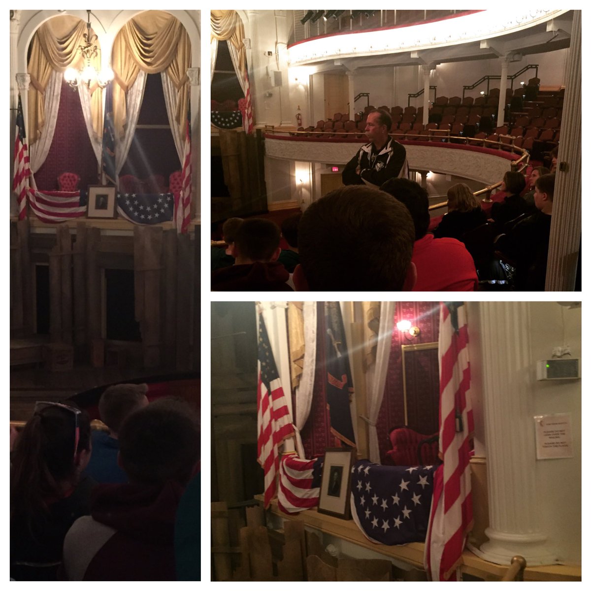 HMSinDC16's tweet photo. Harold the bard takes us through the events of President Lincoln's assassination at Ford's Theater.   #hmstakesdc https://t.co/UmqWU6F2rp